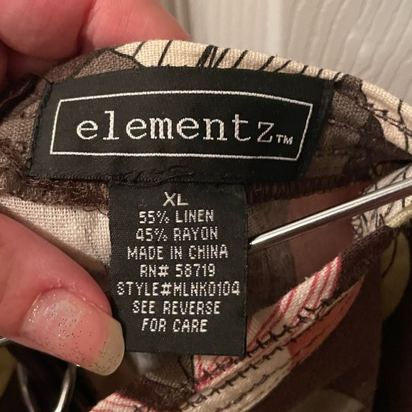 Plus XL 2Pc Set Pink Brown Linen Floral Tulip Flared Skirt - Picture 12 of 14